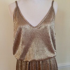 NWT Gold culottes spaghetti strap romper